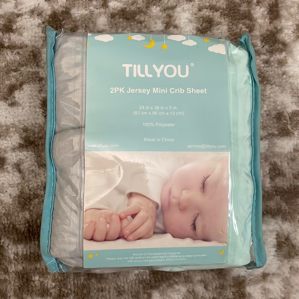 2Pk Jersey Mini Crib Sheets NWT
